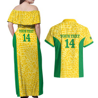 Custom Brazil Football Couples Matching Off Shoulder Maxi Dress and Hawaiian Shirt Vamos Selecao - Yellow - Wonder Print Shop