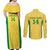 Custom Brazil Football Couples Matching Off Shoulder Maxi Dress and Long Sleeve Button Shirt Vamos Selecao - Yellow - Wonder Print Shop