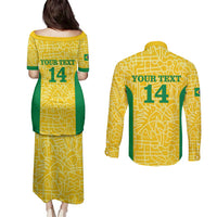 Custom Brazil Football Couples Matching Puletasi and Long Sleeve Button Shirt Vamos Selecao - Yellow - Wonder Print Shop