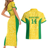 Custom Brazil Football Couples Matching Short Sleeve Bodycon Dress and Hawaiian Shirt Vamos Selecao - Yellow - Wonder Print Shop