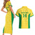 Custom Brazil Football Couples Matching Short Sleeve Bodycon Dress and Hawaiian Shirt Vamos Selecao - Yellow - Wonder Print Shop