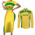 Custom Brazil Football Couples Matching Short Sleeve Bodycon Dress and Long Sleeve Button Shirt Vamos Selecao - Yellow - Wonder Print Shop