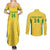Custom Brazil Football Couples Matching Summer Maxi Dress and Long Sleeve Button Shirt Vamos Selecao - Yellow - Wonder Print Shop
