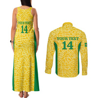 Custom Brazil Football Couples Matching Tank Maxi Dress and Long Sleeve Button Shirt Vamos Selecao - Yellow - Wonder Print Shop