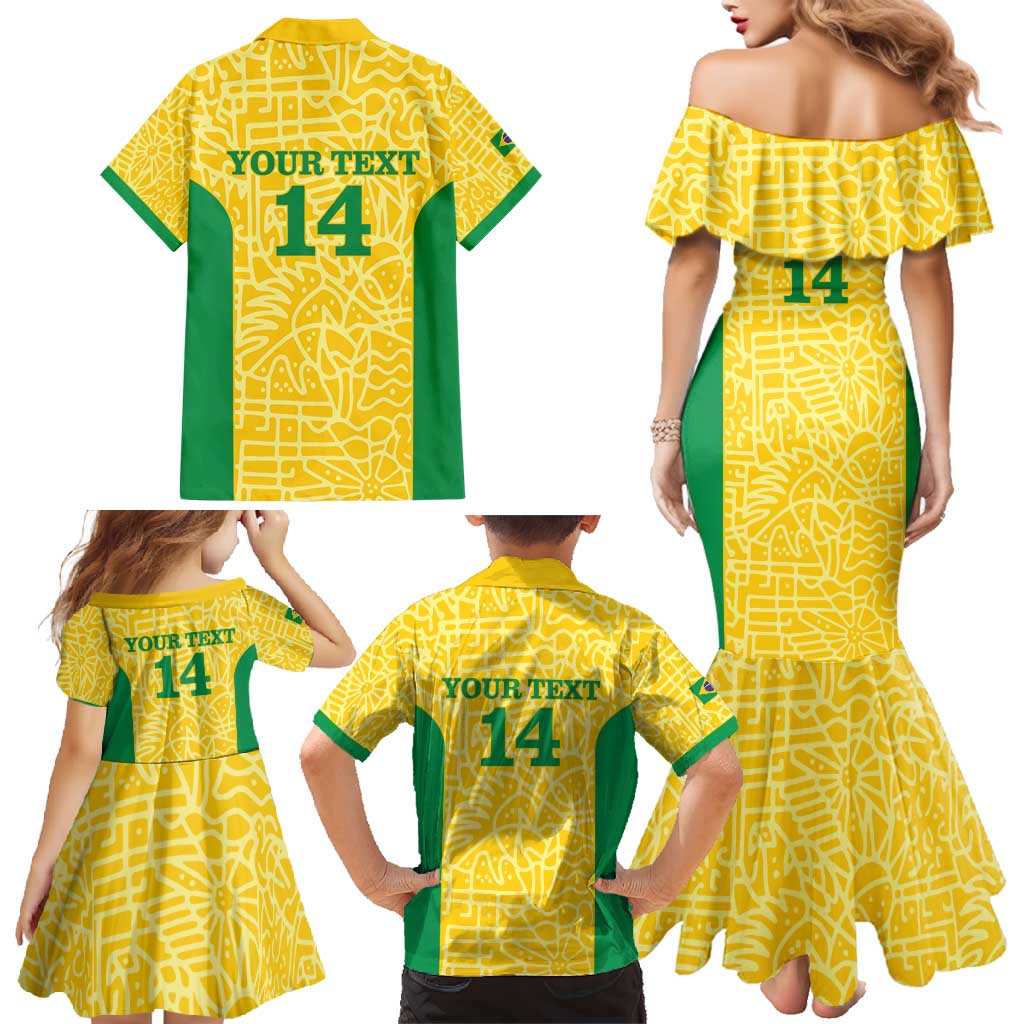 Custom Brazil Football Family Matching Mermaid Dress and Hawaiian Shirt Vamos Selecao - Yellow - Wonder Print Shop