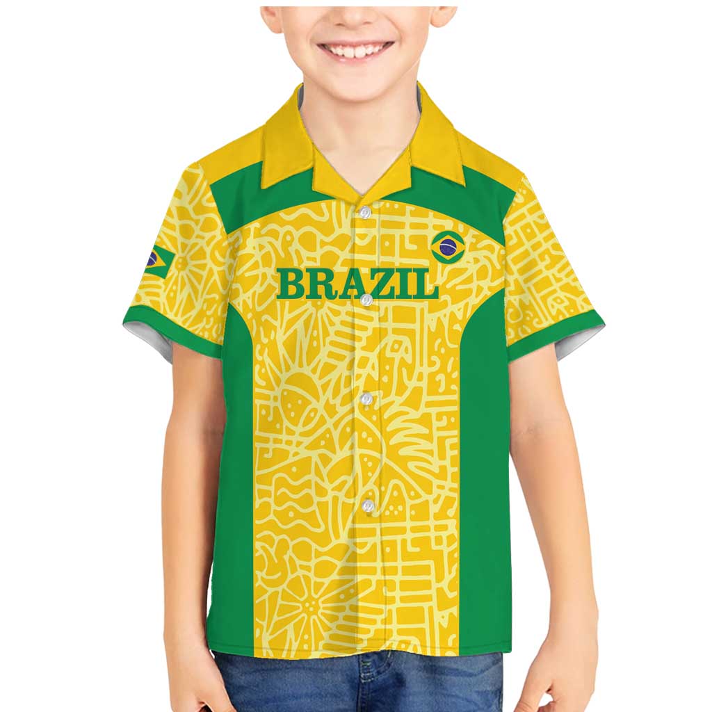 Custom Brazil Football Family Matching Mermaid Dress and Hawaiian Shirt Vamos Selecao - Yellow - Wonder Print Shop
