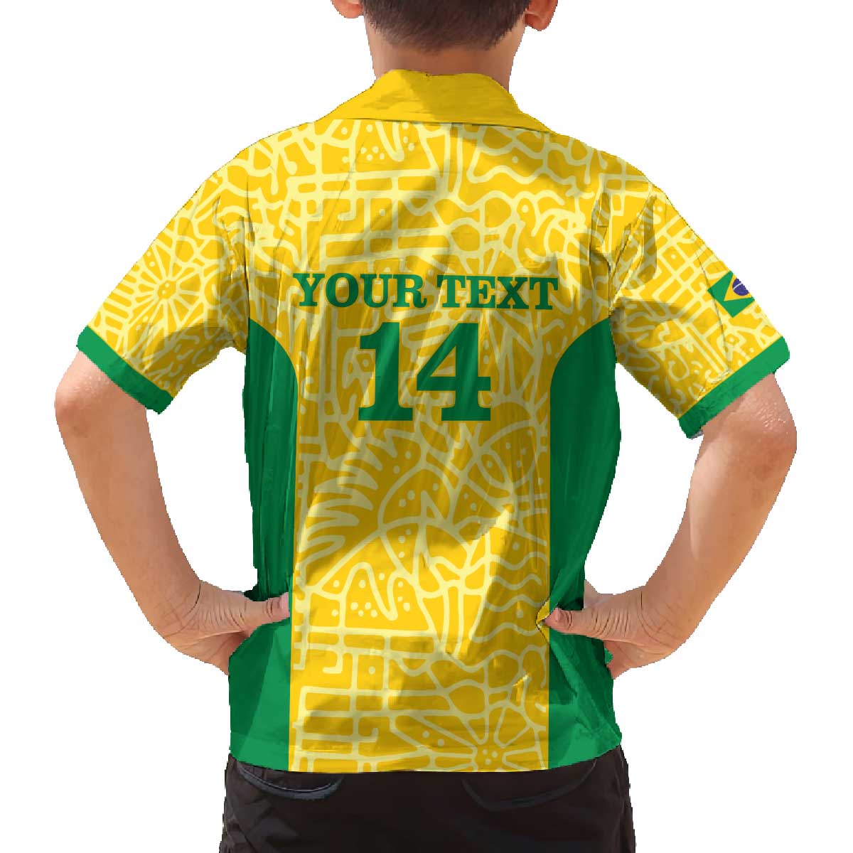 Custom Brazil Football Family Matching Off The Shoulder Long Sleeve Dress and Hawaiian Shirt Vamos Selecao - Yellow - Wonder Print Shop