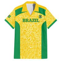 Custom Brazil Football Family Matching Off The Shoulder Long Sleeve Dress and Hawaiian Shirt Vamos Selecao - Yellow - Wonder Print Shop