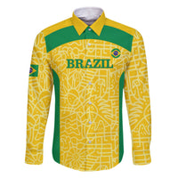 Custom Brazil Football Family Matching Off The Shoulder Long Sleeve Dress and Hawaiian Shirt Vamos Selecao - Yellow - Wonder Print Shop
