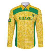 Custom Brazil Football Family Matching Off Shoulder Maxi Dress and Hawaiian Shirt Vamos Selecao - Yellow - Wonder Print Shop