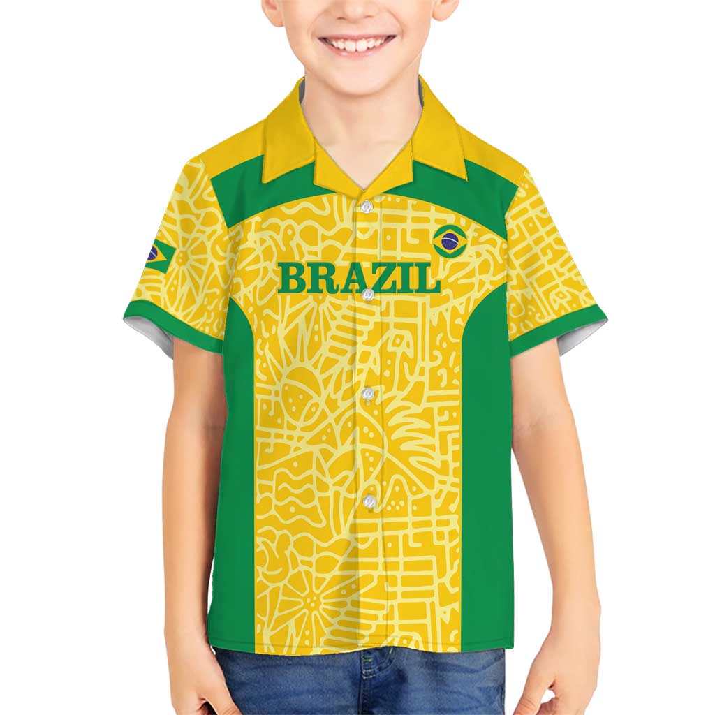 Custom Brazil Football Family Matching Off Shoulder Maxi Dress and Hawaiian Shirt Vamos Selecao - Yellow - Wonder Print Shop