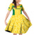 Custom Brazil Football Family Matching Off Shoulder Short Dress and Hawaiian Shirt Vamos Selecao - Yellow - Wonder Print Shop
