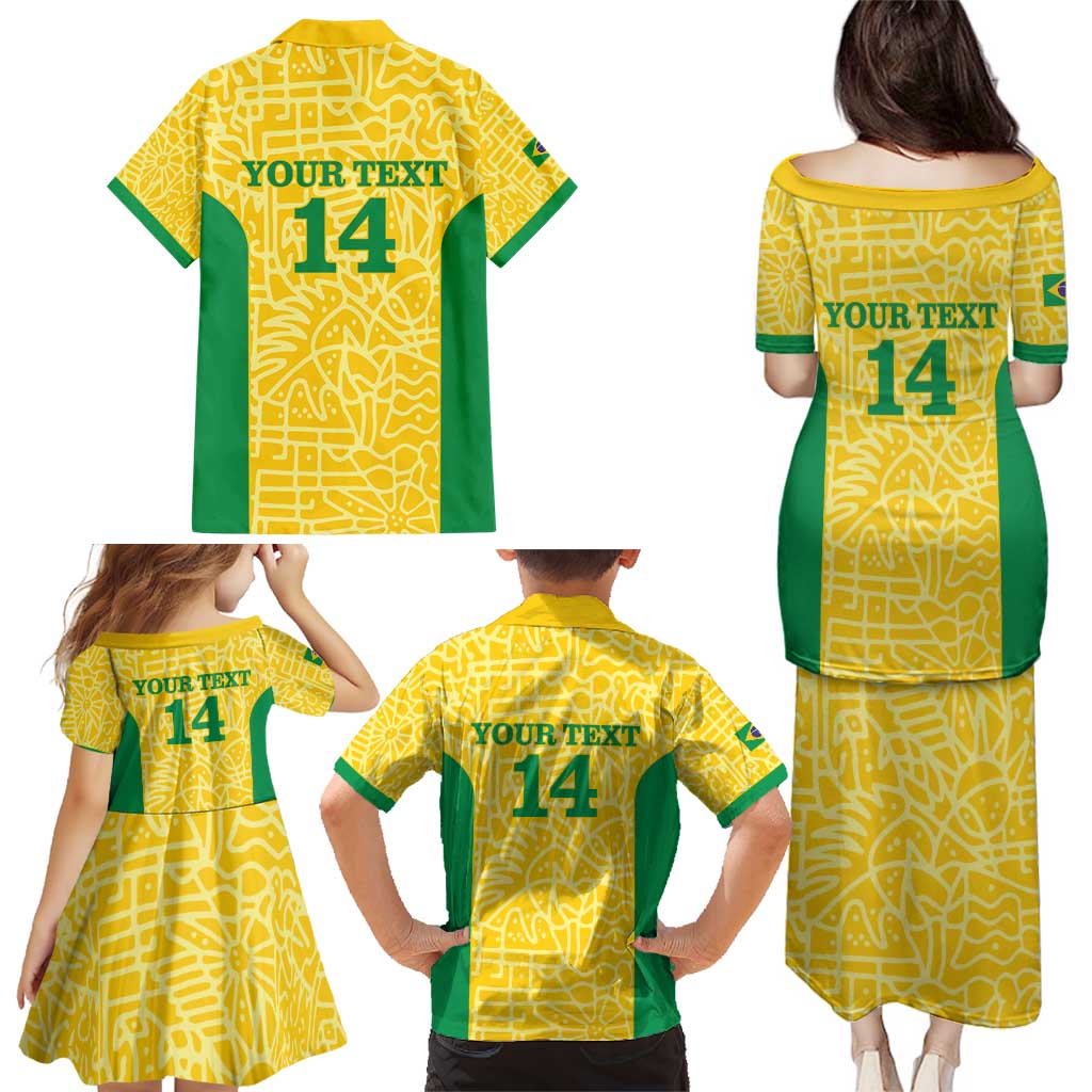 Custom Brazil Football Family Matching Puletasi and Hawaiian Shirt Vamos Selecao - Yellow - Wonder Print Shop