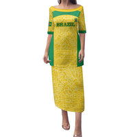 Custom Brazil Football Family Matching Puletasi and Hawaiian Shirt Vamos Selecao - Yellow - Wonder Print Shop