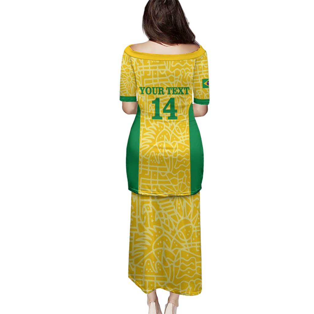 Custom Brazil Football Family Matching Puletasi and Hawaiian Shirt Vamos Selecao - Yellow - Wonder Print Shop