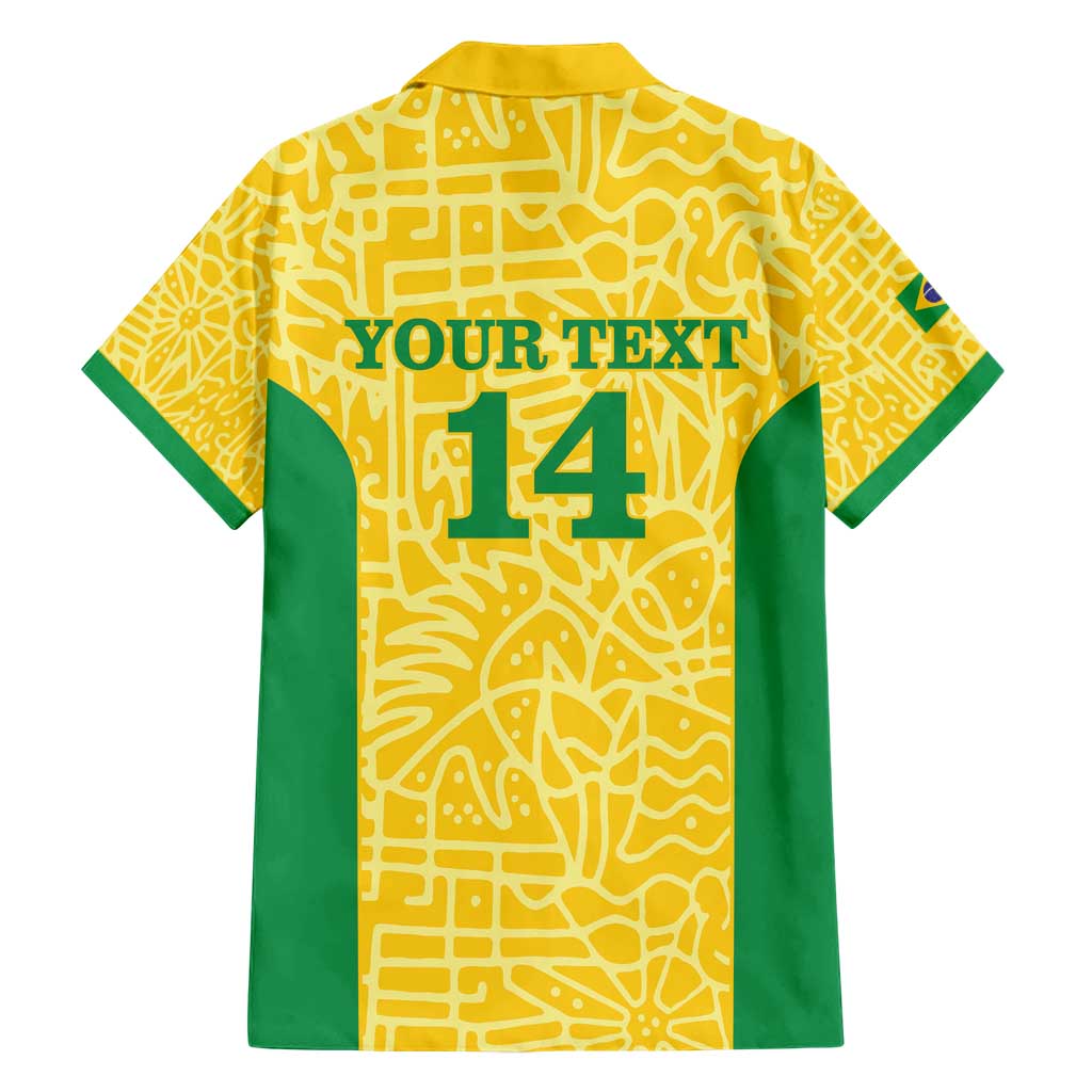 Custom Brazil Football Family Matching Short Sleeve Bodycon Dress and Hawaiian Shirt Vamos Selecao - Yellow - Wonder Print Shop