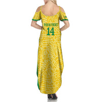 Custom Brazil Football Family Matching Summer Maxi Dress and Hawaiian Shirt Vamos Selecao - Yellow - Wonder Print Shop
