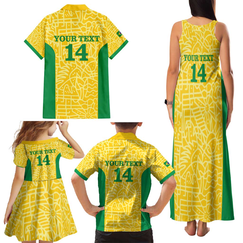 Custom Brazil Football Family Matching Tank Maxi Dress and Hawaiian Shirt Vamos Selecao - Yellow - Wonder Print Shop