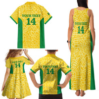 Custom Brazil Football Family Matching Tank Maxi Dress and Hawaiian Shirt Vamos Selecao - Yellow - Wonder Print Shop