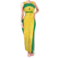 Custom Brazil Football Family Matching Tank Maxi Dress and Hawaiian Shirt Vamos Selecao - Yellow - Wonder Print Shop
