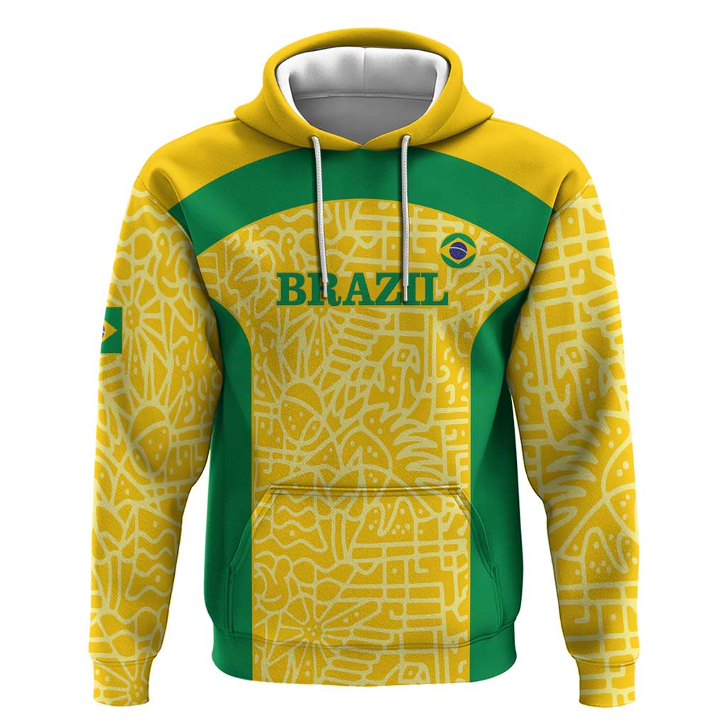 Custom Brazil Football Hoodie Vamos Selecao - Yellow - Wonder Print Shop