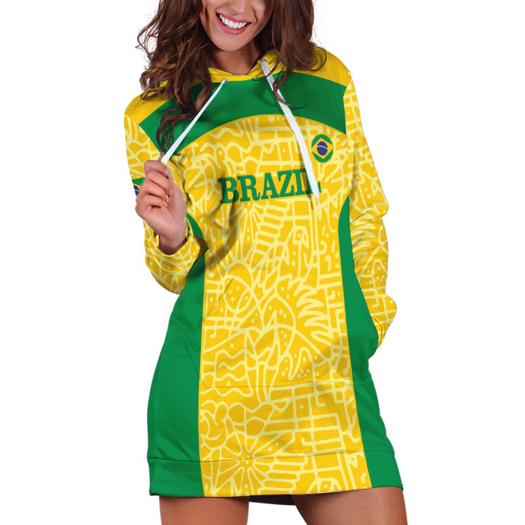 Custom Brazil Football Hoodie Dress Vamos Selecao - Yellow - Wonder Print Shop