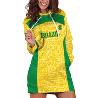 Custom Brazil Football Hoodie Dress Vamos Selecao - Yellow - Wonder Print Shop