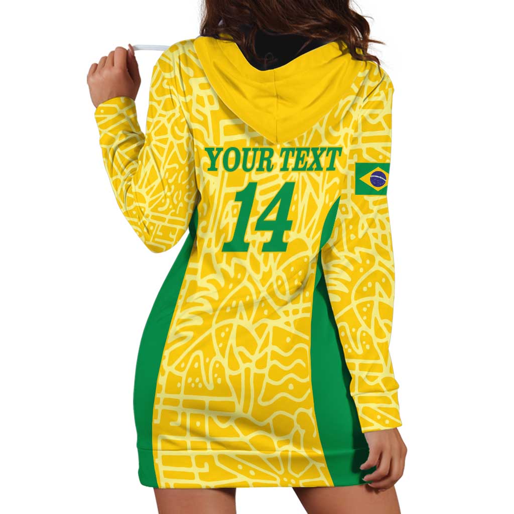 Custom Brazil Football Hoodie Dress Vamos Selecao - Yellow - Wonder Print Shop