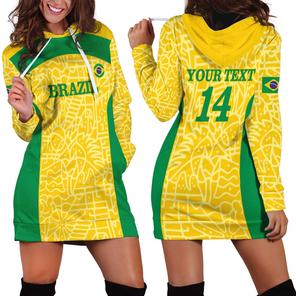 Custom Brazil Football Hoodie Dress Vamos Selecao - Yellow - Wonder Print Shop