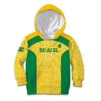 Custom Brazil Football Kid Hoodie Vamos Selecao - Yellow - Wonder Print Shop