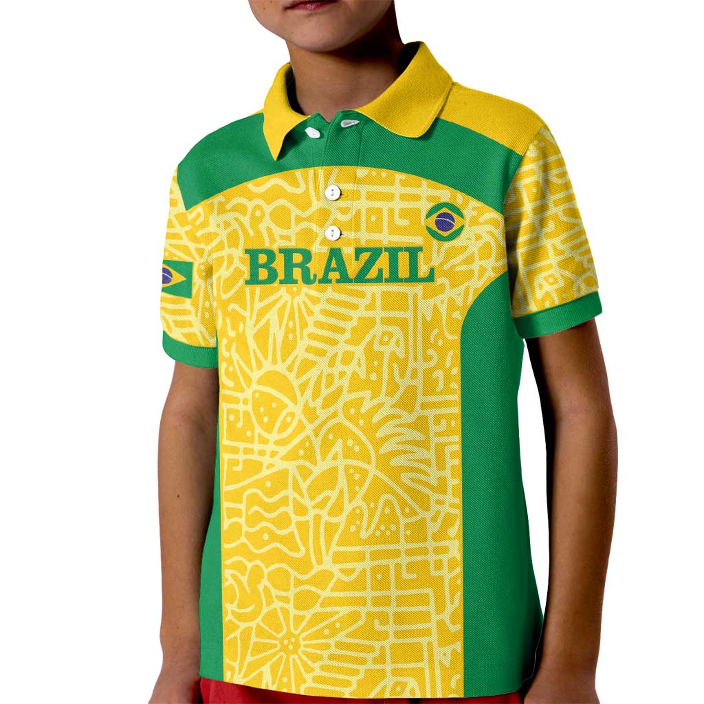 Custom Brazil Football Kid Polo Shirt Vamos Selecao - Yellow - Wonder Print Shop
