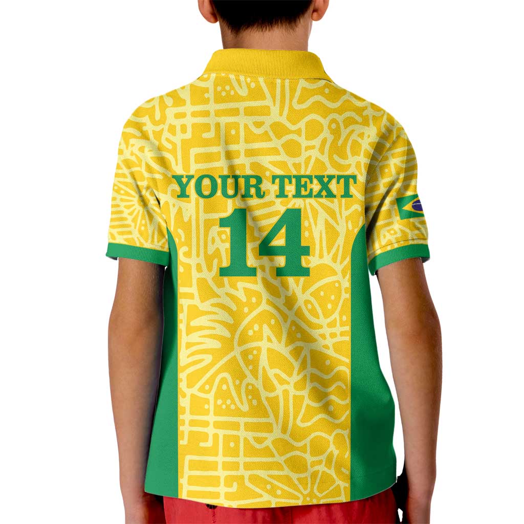 Custom Brazil Football Kid Polo Shirt Vamos Selecao - Yellow - Wonder Print Shop