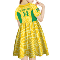 Custom Brazil Football Kid Short Sleeve Dress Vamos Selecao - Yellow - Wonder Print Shop
