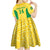 Custom Brazil Football Kid Short Sleeve Dress Vamos Selecao - Yellow - Wonder Print Shop