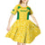 Custom Brazil Football Kid Short Sleeve Dress Vamos Selecao - Yellow - Wonder Print Shop
