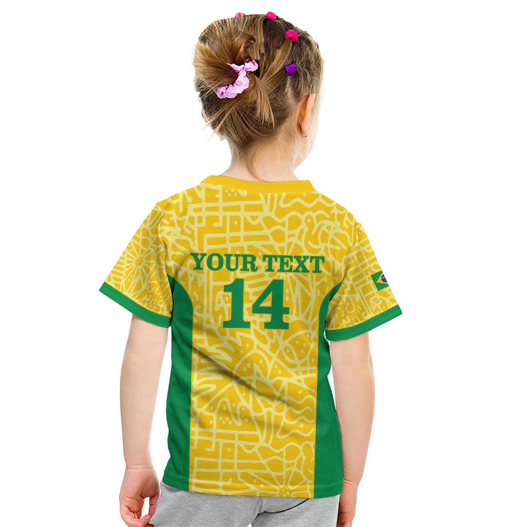 Custom Brazil Football Kid T Shirt Vamos Selecao - Yellow - Wonder Print Shop