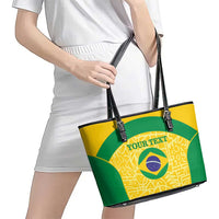 Custom Brazil Football Leather Tote Bag Vamos Selecao - Yellow - Wonder Print Shop