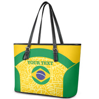 Custom Brazil Football Leather Tote Bag Vamos Selecao - Yellow - Wonder Print Shop