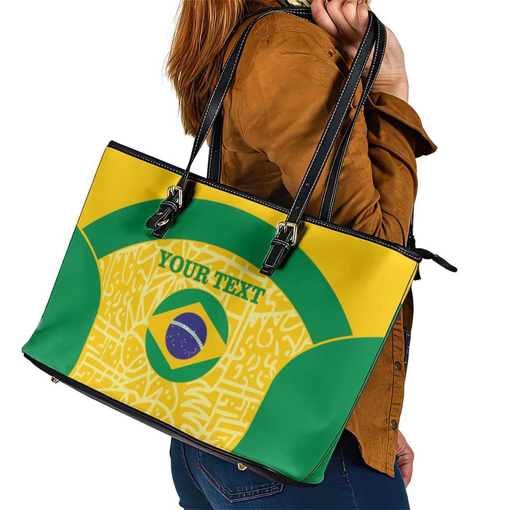 Custom Brazil Football Leather Tote Bag Vamos Selecao - Yellow - Wonder Print Shop