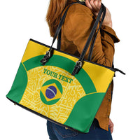 Custom Brazil Football Leather Tote Bag Vamos Selecao - Yellow - Wonder Print Shop