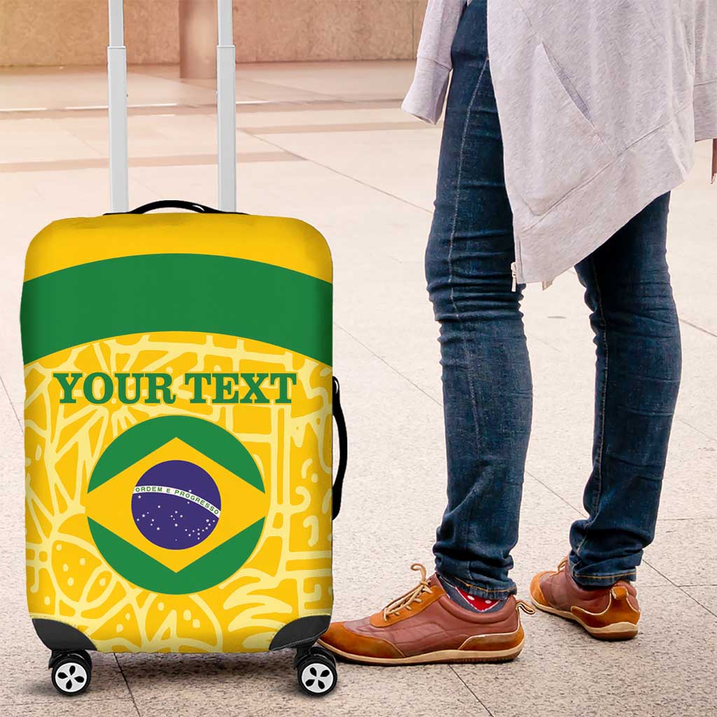 Custom Brazil Football Luggage Cover Vamos Selecao - Yellow - Wonder Print Shop