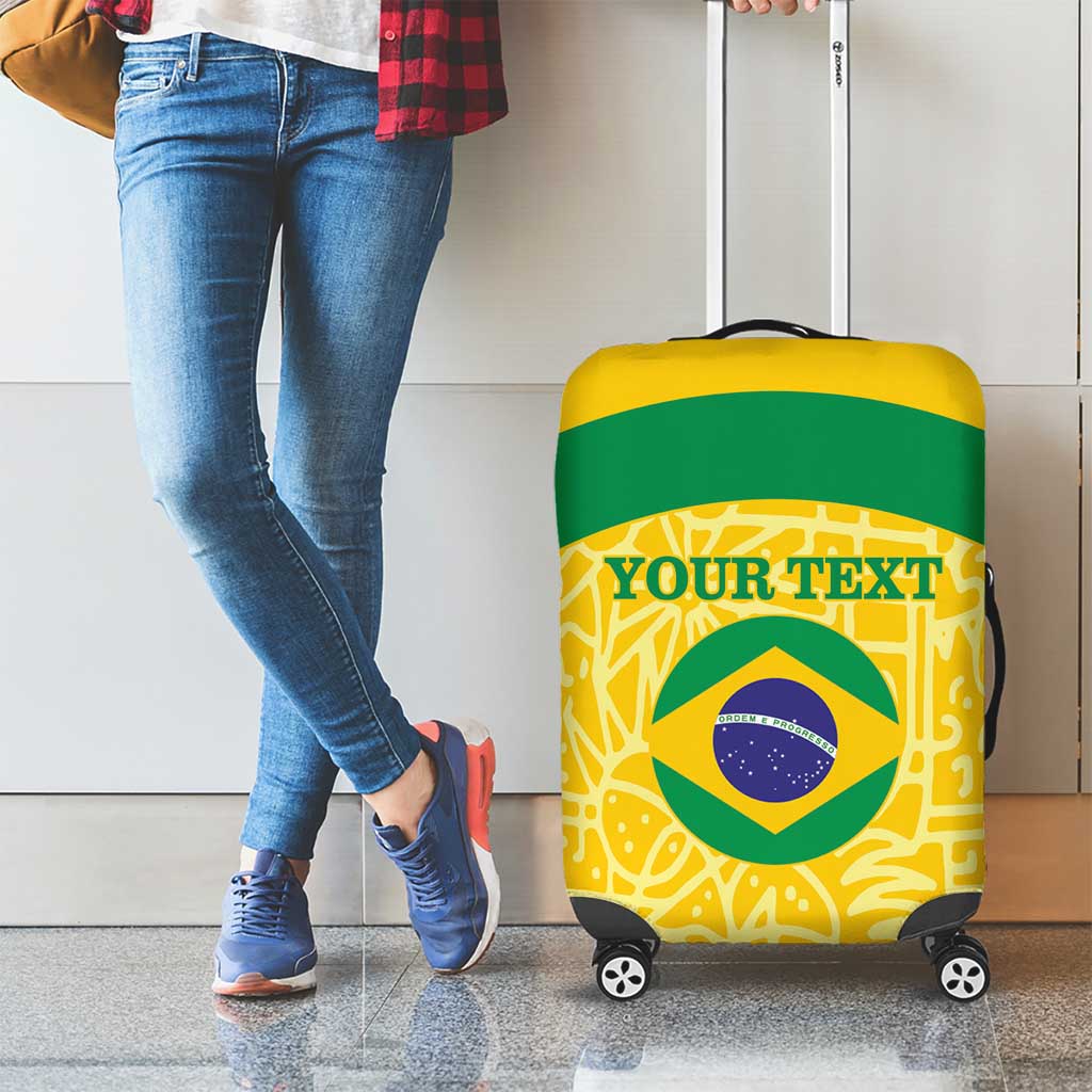 Custom Brazil Football Luggage Cover Vamos Selecao - Yellow - Wonder Print Shop