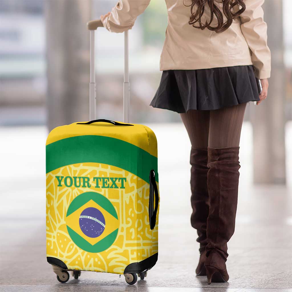 Custom Brazil Football Luggage Cover Vamos Selecao - Yellow - Wonder Print Shop