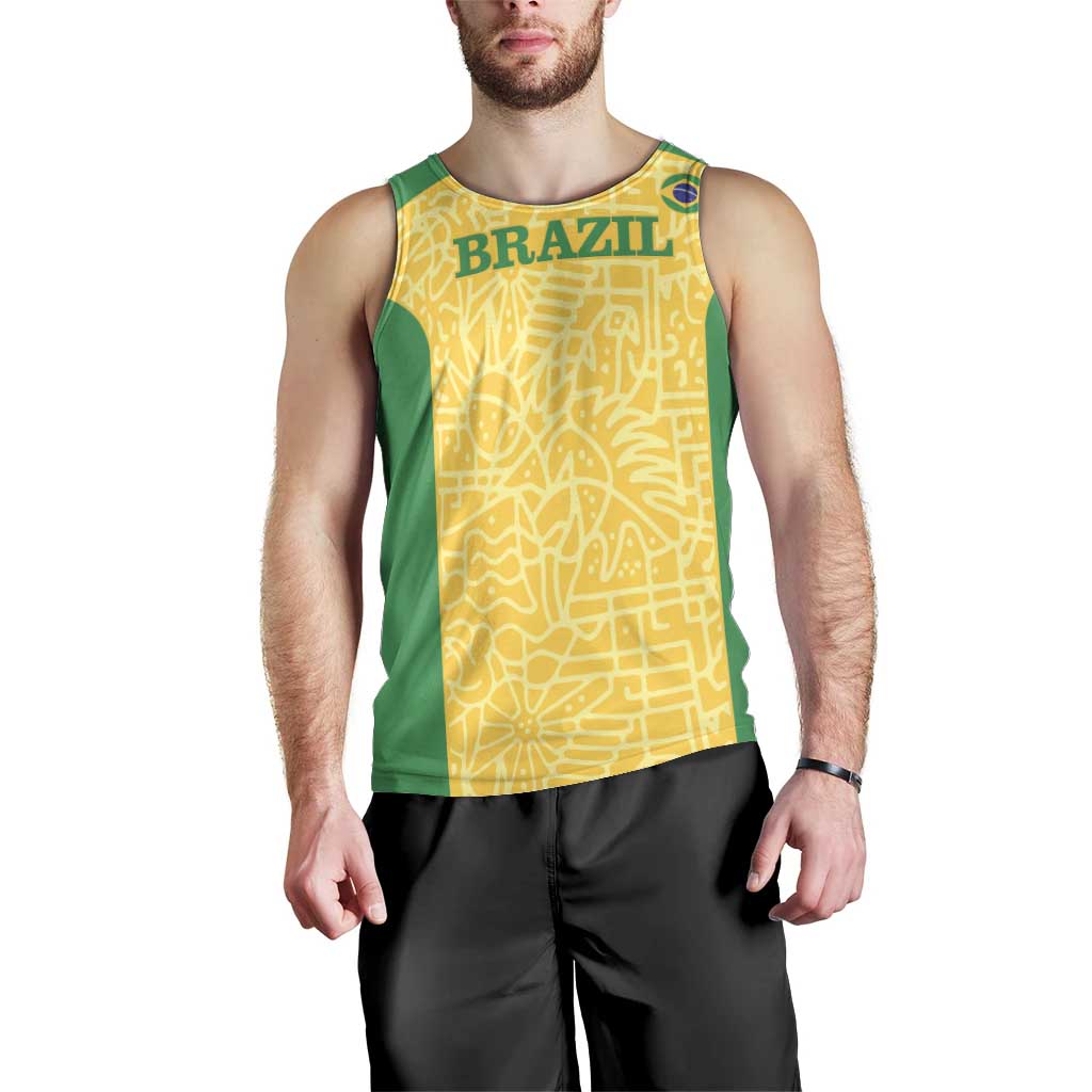Custom Brazil Football Men Tank Top Vamos Selecao - Yellow - Wonder Print Shop