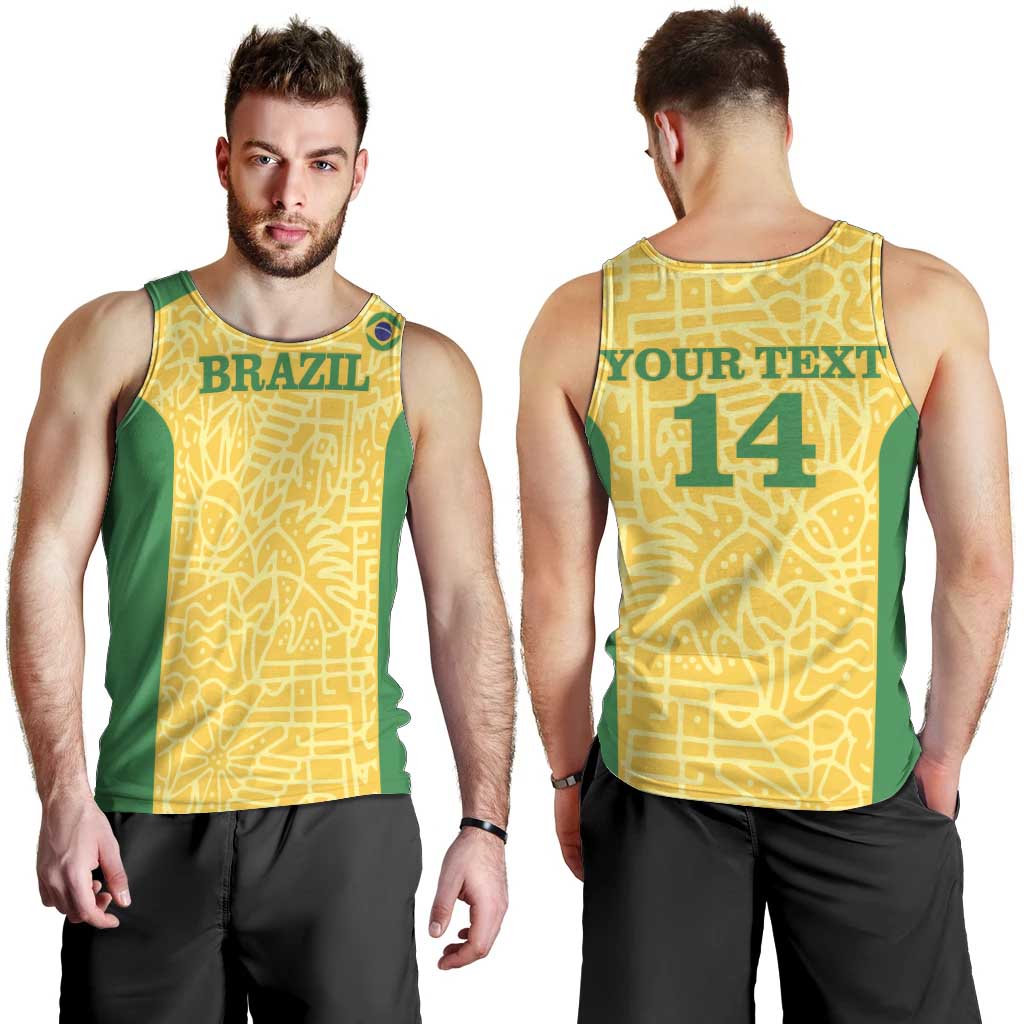 Custom Brazil Football Men Tank Top Vamos Selecao - Yellow - Wonder Print Shop