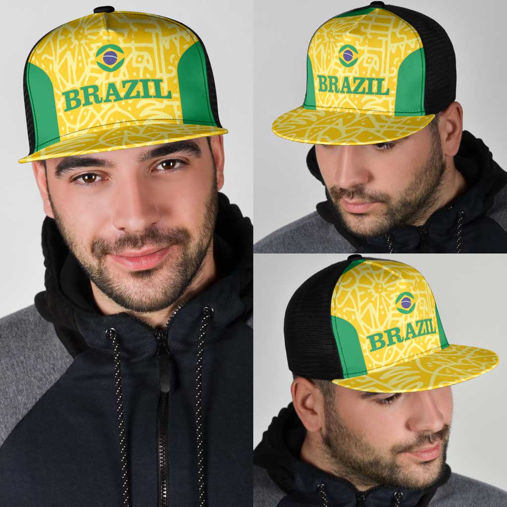 Brazil Football Mesh Trucker Cap Vamos Selecao - Yellow