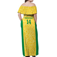 Custom Brazil Football Off Shoulder Maxi Dress Vamos Selecao - Yellow - Wonder Print Shop