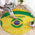 Custom Brazil Football Round Carpet Vamos Selecao - Yellow