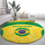 Custom Brazil Football Round Carpet Vamos Selecao - Yellow