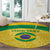 Custom Brazil Football Round Carpet Vamos Selecao - Yellow